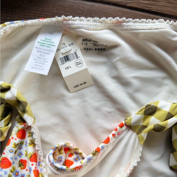 Aerie Green Gingham and Strawberry 🍓 Floral Bikini - Picture 2 of 6